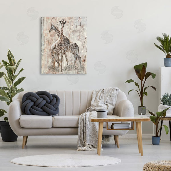 Stupell Industries Pat Cockrell | Towering Giraffes Pair Overlay Spotted Pattern Design Wall Art