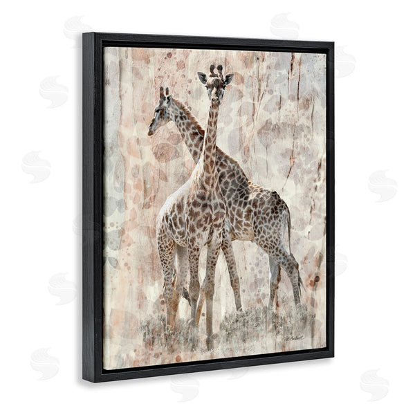 Stupell Industries Pat Cockrell | Towering Giraffes Pair Overlay Spotted Pattern Design Wall Art