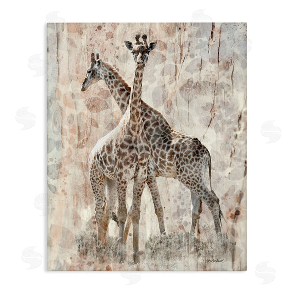 stupell industries Pat Cockrell | Towering Giraffes Pair Overlay Spotted Pattern Design Wall Art