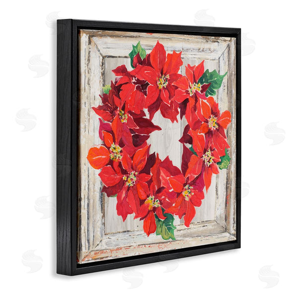 Stupell Industries Patricia Pinto | Charming Winter Poinsettia Wreath Wall Art