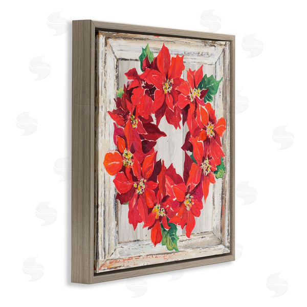 Stupell Industries Patricia Pinto | Charming Winter Poinsettia Wreath Wall Art