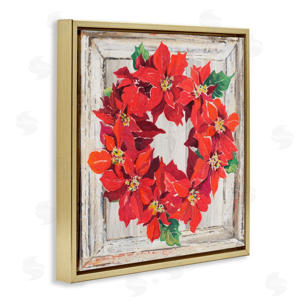 Stupell Industries Patricia Pinto | Charming Winter Poinsettia Wreath Wall Art