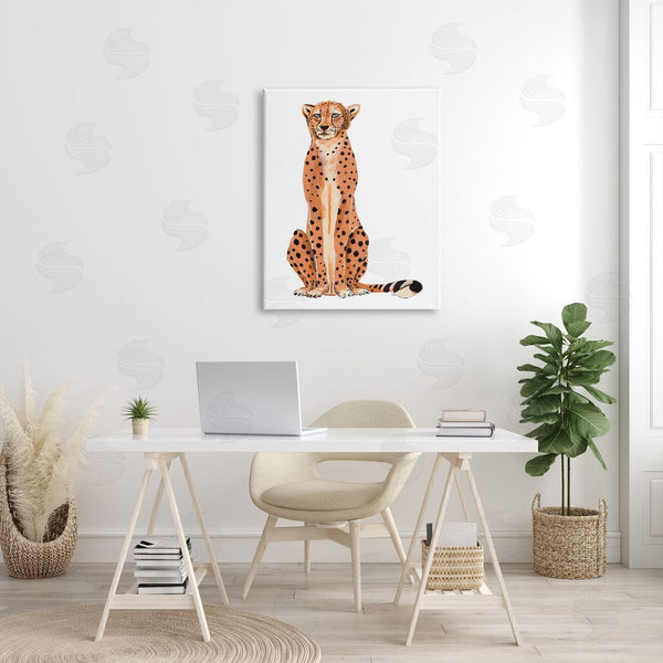 Stupell Industries Patricia Pinto | Cheetah Sitting Down Relaxed Orange Black Spots Wall Art