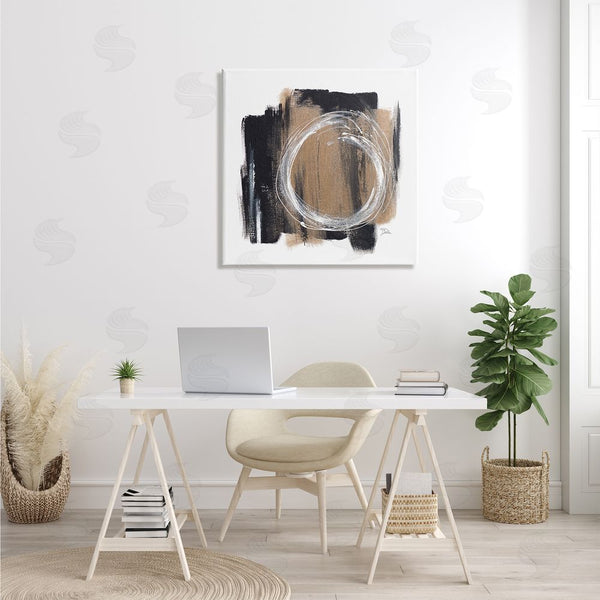 Stupell Industries Patricia Pinto | Circular Spiral Abstraction Over Rustic Black Brown Wall Art