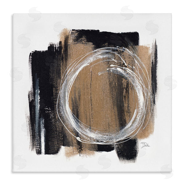 stupell industries Patricia Pinto | Circular Spiral Abstraction over Rustic Black Brown Wall Art