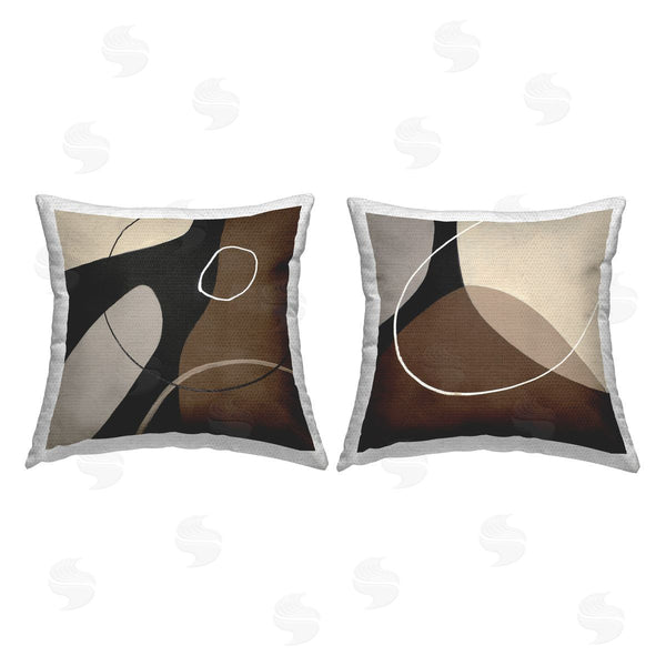 Stupell Industries Patricia Pinto | Classic Abstract Shape Neutral Tone Printed Throw Pillow Set