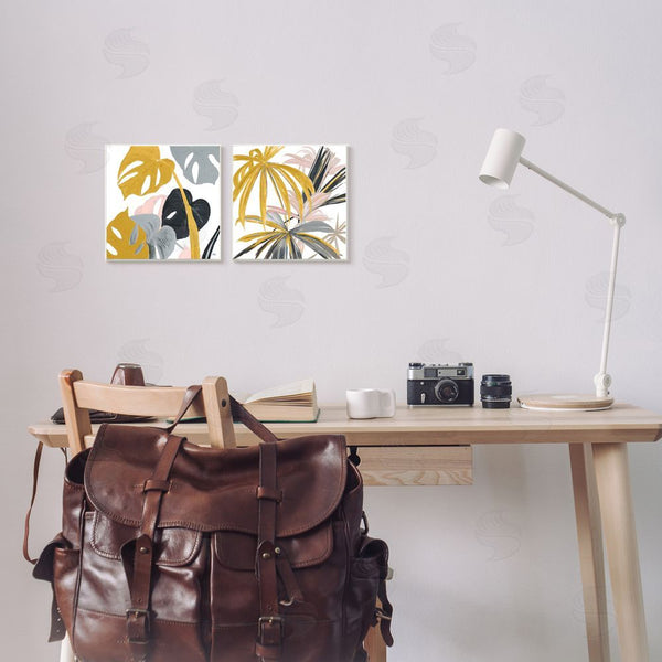 Stupell Industries Patricia Pinto | Clusters Of Palm Leaves Yellow Pink Grey Wall Art