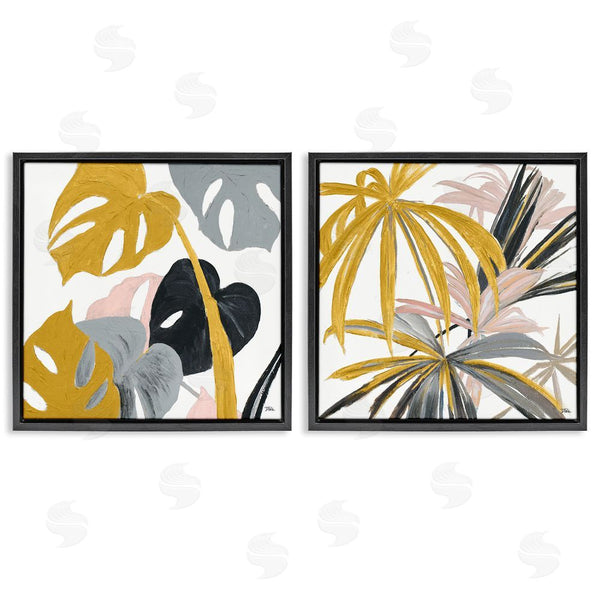 Stupell Industries Patricia Pinto | Clusters Of Palm Leaves Yellow Pink Grey Wall Art