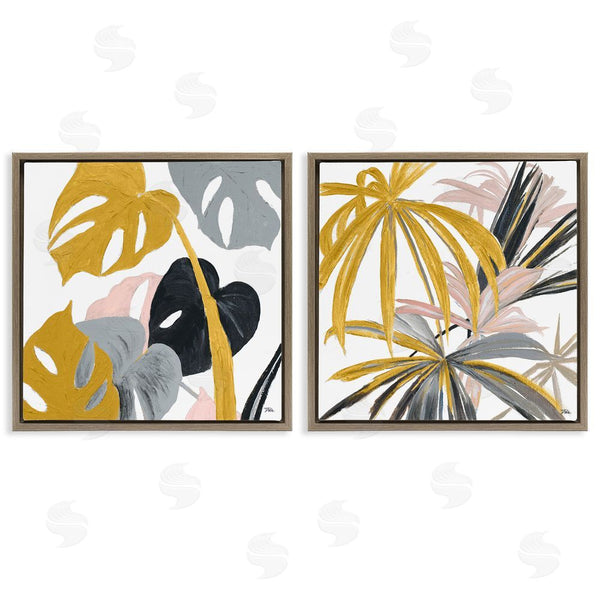 Stupell Industries Patricia Pinto | Clusters Of Palm Leaves Yellow Pink Grey Wall Art