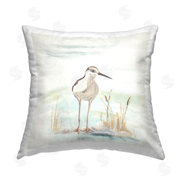 stupell industries Patricia Pinto | Coastal Beach Sandpiper Bird Printed Throw Pillow