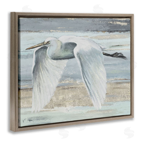 Stupell Industries PATRICIA PINTO | Egret Soaring Over Beach