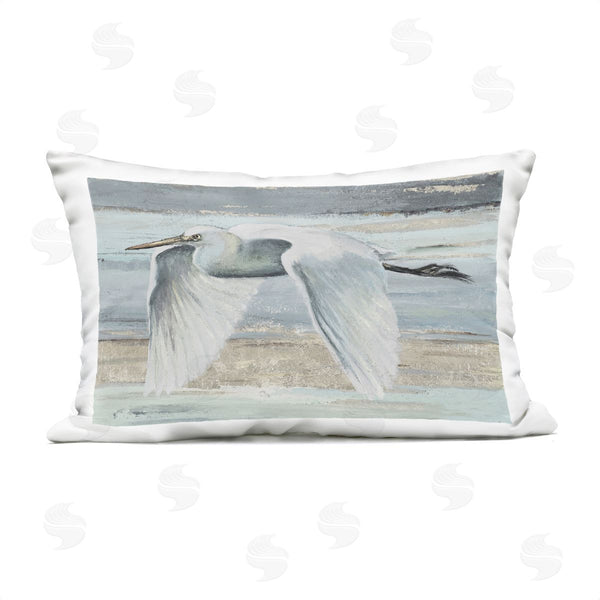 Stupell Industries PATRICIA PINTO | Egret Soaring Over Beach Printed Throw Pillow