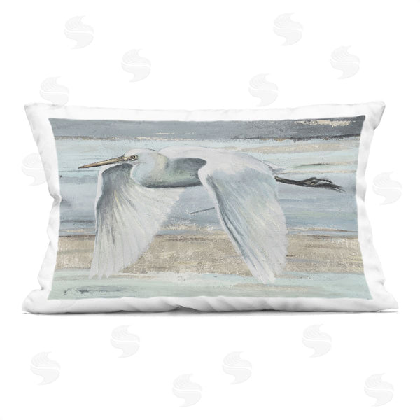 stupell industries PATRICIA PINTO | Egret Soaring over Beach Printed Throw Pillow