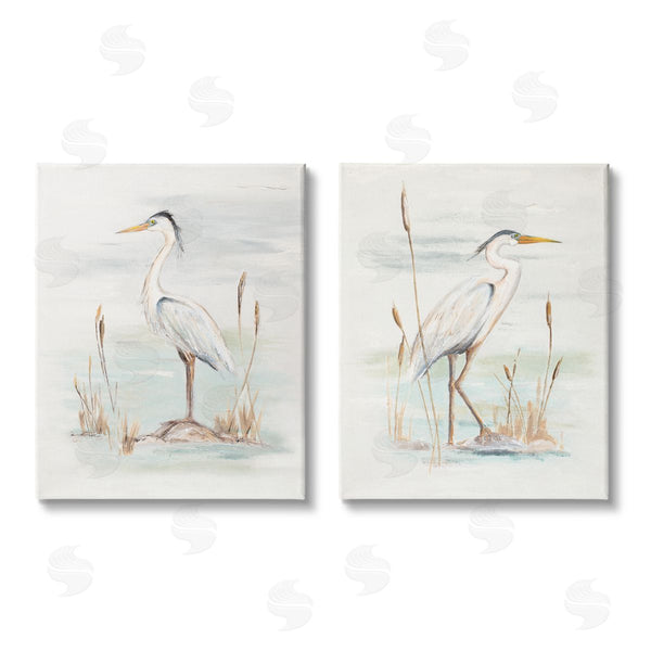 stupell industries Patricia Pinto | Elegant Heron Birds Cattails Plants In Water Wall Art