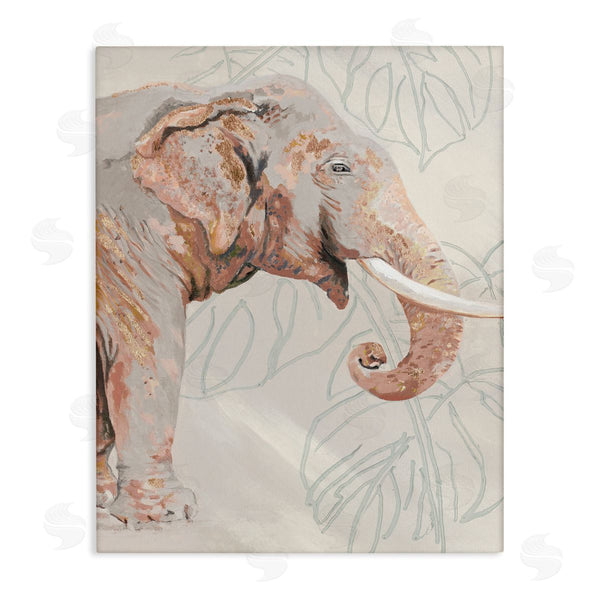stupell industries Patricia Pinto | Elephant & Tropical Leaves Wall Art