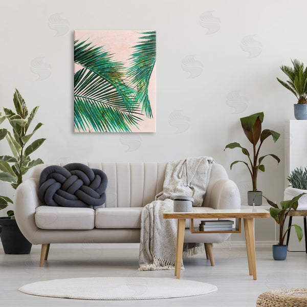 Stupell Industries Patricia Pinto | Expressive Tropical Palm Fronds Over Pink Warm Plants Wall Art