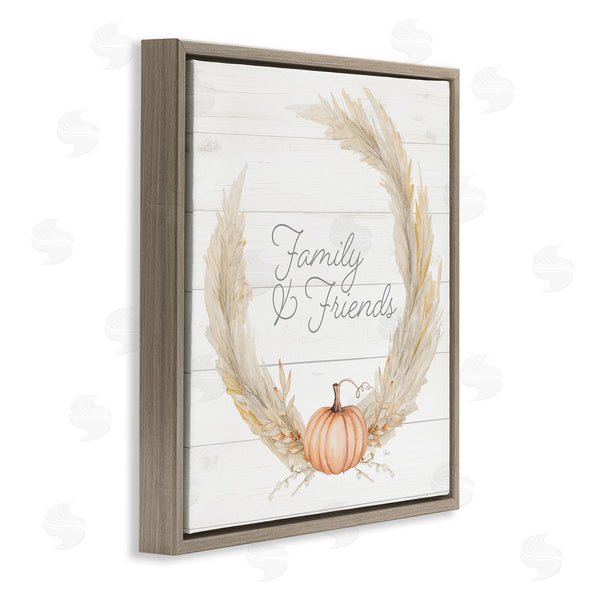 Stupell Industries Patricia Pinto | Family & Friends Autumn Farmhouse Wheat Pumpkin Wreath Wall Art