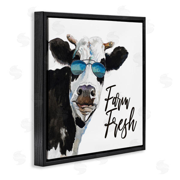 Stupell Industries Patricia Pinto | Farm Fresh Funny Dairy Cow Phrase Aviator Shades Wall Art