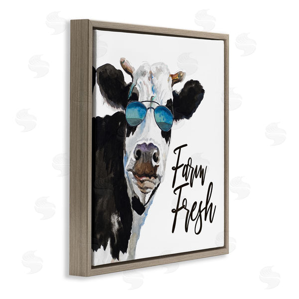 Stupell Industries Patricia Pinto | Farm Fresh Funny Dairy Cow Phrase Aviator Shades Wall Art