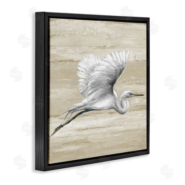 Stupell Industries Patricia Pinto | Flying Heron Sand Textured Background Natural Tones Wall Art