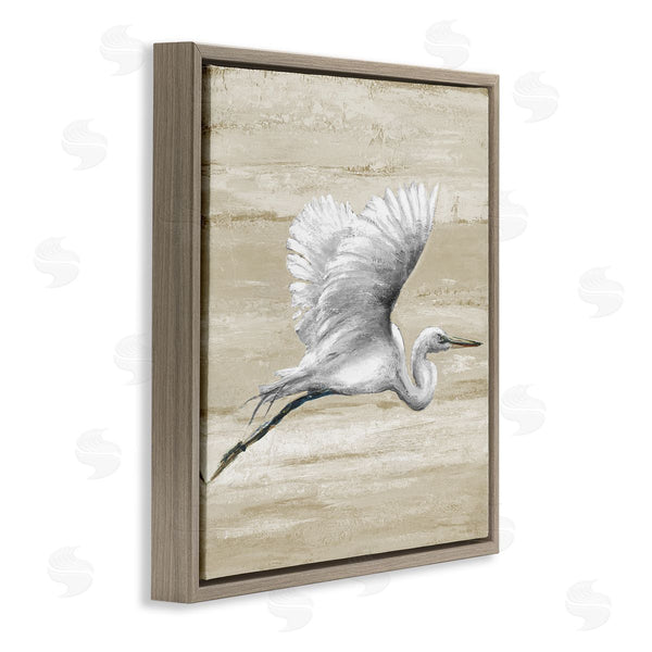Stupell Industries Patricia Pinto | Flying Heron Sand Textured Background Natural Tones Wall Art