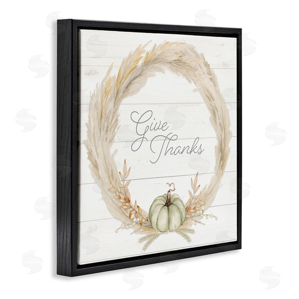 Stupell Industries Patricia Pinto | Give Thanks Phrase Country Wheat & Pumpkin Wreath Wall Art