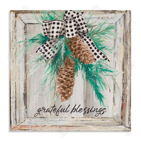 stupell industries Patricia Pinto | Grateful Blessing Winter Pinecone