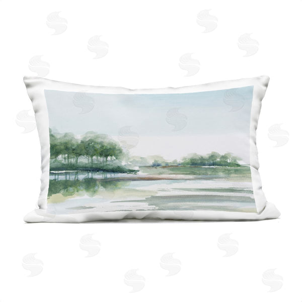 Stupell Industries PATRICIA PINTO | Green Toned Water Landscape Printed Throw Pillow