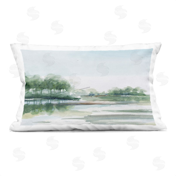 stupell industries PATRICIA PINTO | Green Toned Water Landscape Printed Throw Pillow