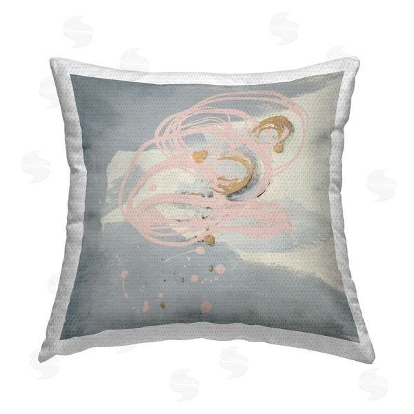 Stupell Industries Patricia Pinto | Grey With Pink Swirl Printed Throw Pillow
