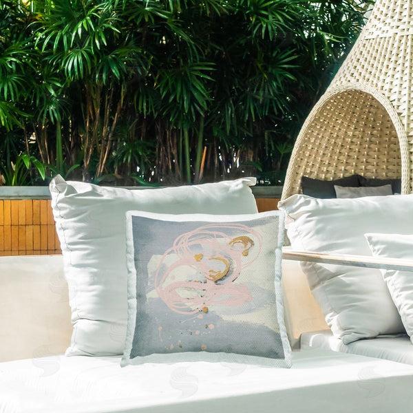 Stupell Industries Patricia Pinto | Grey With Pink Swirl Printed Throw Pillow