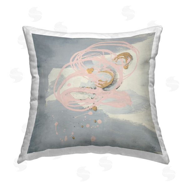 stupell industries Patricia Pinto | Grey with Pink Swirl Printed Throw Pillow