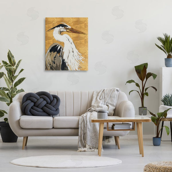 Stupell Industries Patricia Pinto | Heron On Gold Pattern Wall Art