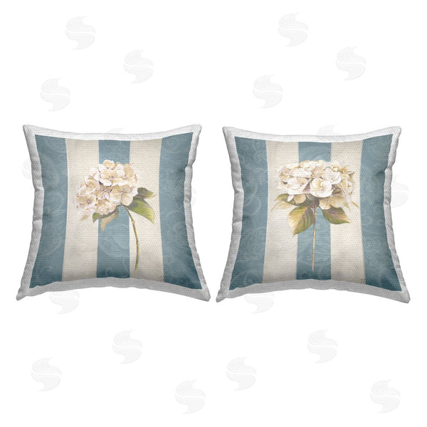 Stupell Industries Patricia Pinto | Hydrangea Sprigs On Stripes Printed Throw Pillow Set