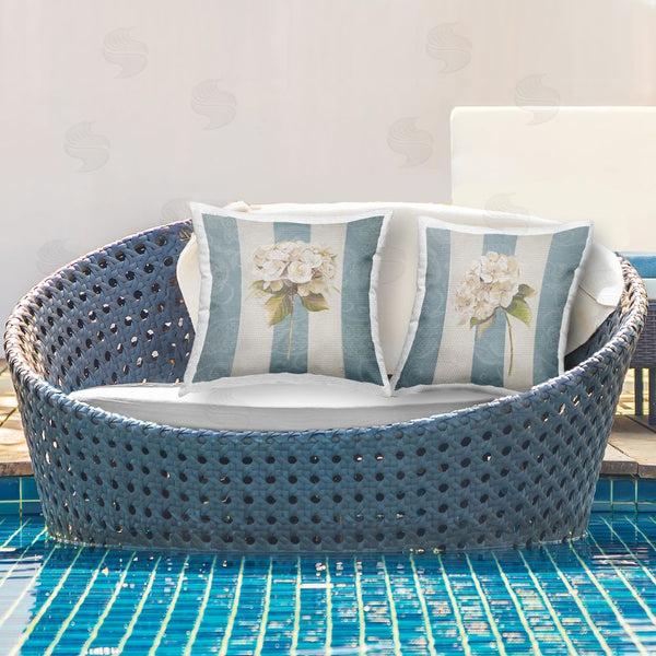 Stupell Industries Patricia Pinto | Hydrangea Sprigs On Stripes Printed Throw Pillow Set