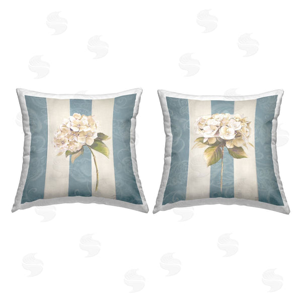 stupell industries Patricia Pinto | Hydrangea Sprigs on Stripes Printed Throw Pillow Set