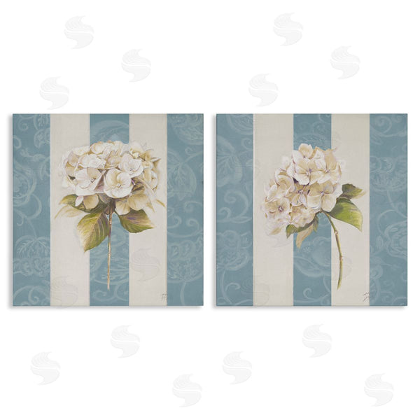 stupell industries Patricia Pinto | Hydrangeas on Blue Strips Wall Art