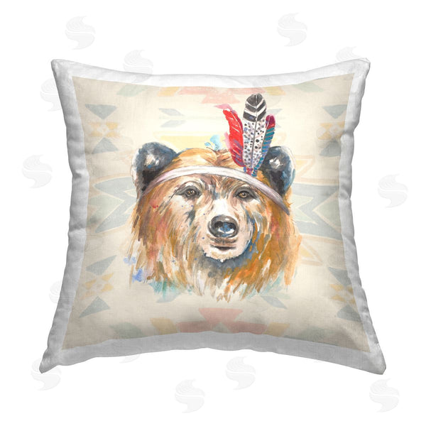 stupell industries Patricia Pinto | Indigenous Bear Patterned Printed Throw Pillow