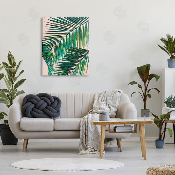 Stupell Industries Patricia Pinto | Layered Tropical Plant Fronds Over Pink Expressive Fronds Wall Art