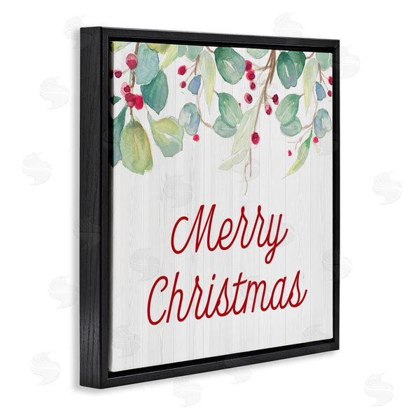 Stupell Industries Patricia Pinto | Merry Christmas Sentiment Festive Falling Red Holly Vines Wall Art