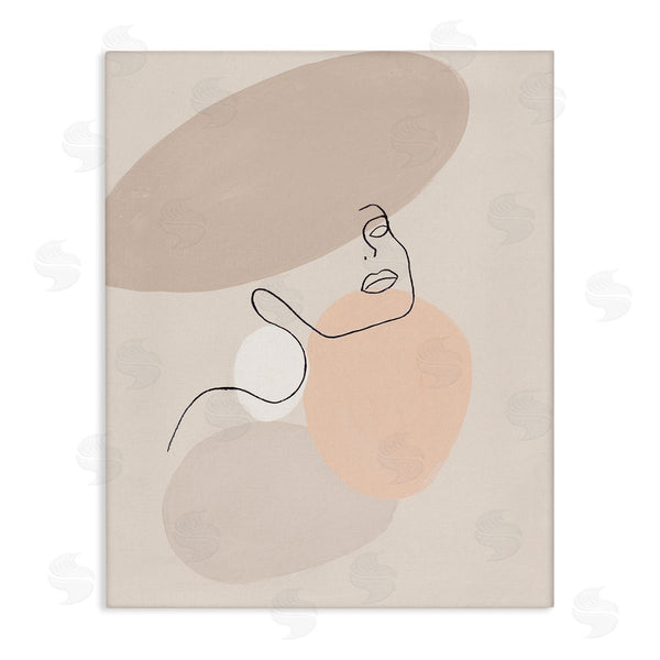stupell industries Patricia Pinto | Minimal Female Line Drawing over Abstract Shapes