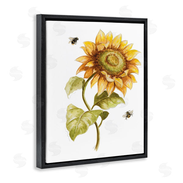 Stupell Industries Patricia Pinto | Minimal Sunflower Floral Blooming Bees Flying By Wall Art