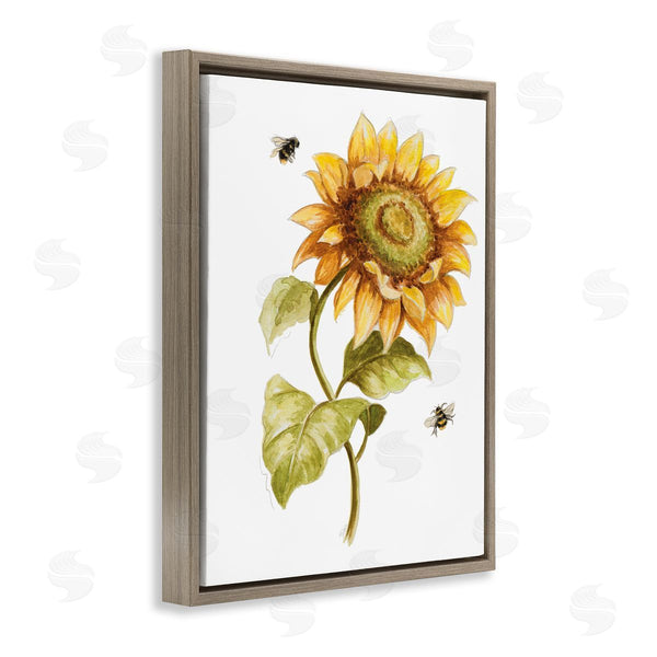 Stupell Industries Patricia Pinto | Minimal Sunflower Floral Blooming Bees Flying By Wall Art