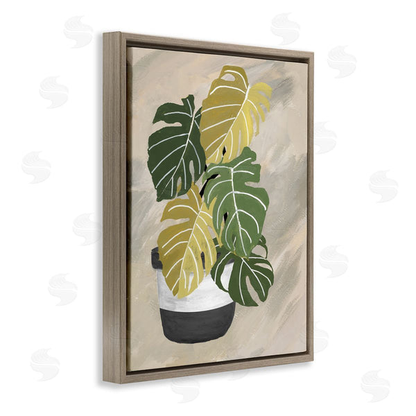 Stupell Industries Patricia Pinto | Monstera Plant Black Stripe Planter Abstract Neutral Background Wall Art