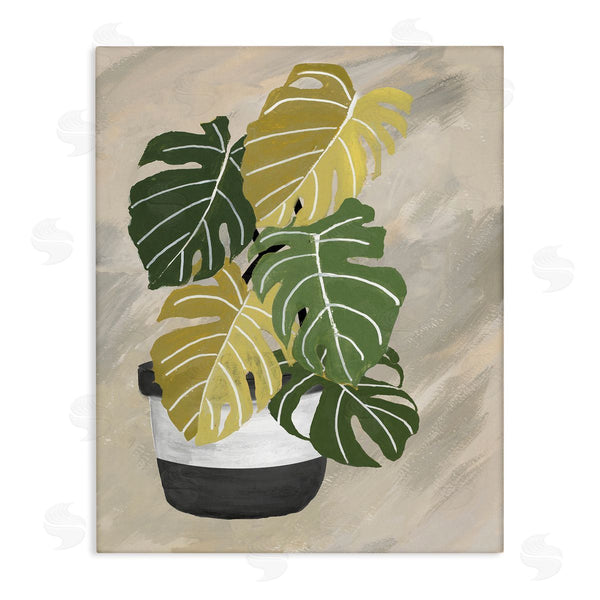 stupell industries Patricia Pinto | Monstera Plant Black Stripe Planter Abstract Neutral Background Wall Art