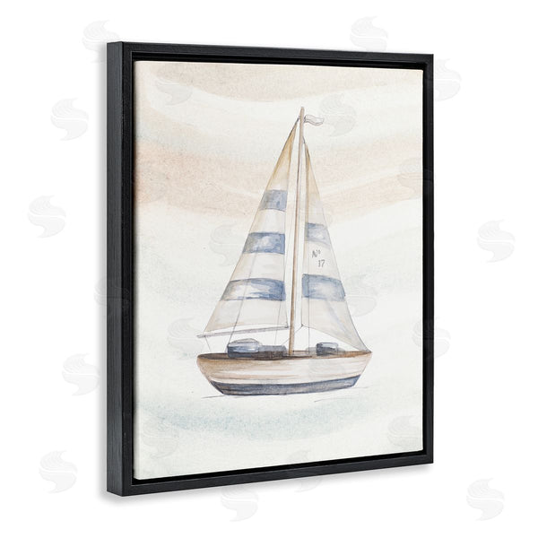 Stupell Industries Patricia Pinto | Nautical Sailboat Drifting Pale Abstract Ocean Waves Wall Art