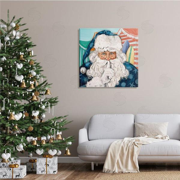 Stupell Industries Patricia Pinto | Nautical Santa Claus Quiet Hand Gesture Beach Tents Wall Art