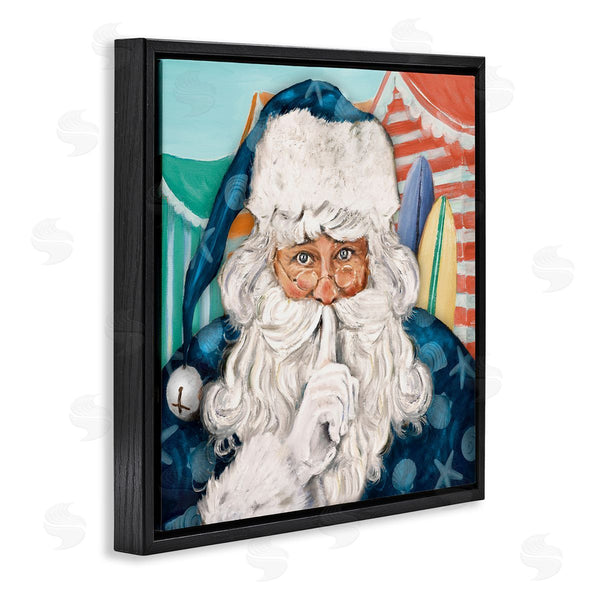 Stupell Industries Patricia Pinto | Nautical Santa Claus Quiet Hand Gesture Beach Tents Wall Art