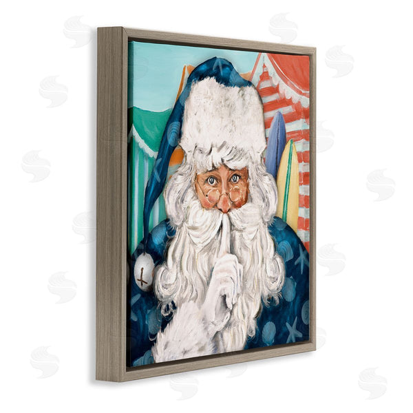 Stupell Industries Patricia Pinto | Nautical Santa Claus Quiet Hand Gesture Beach Tents Wall Art