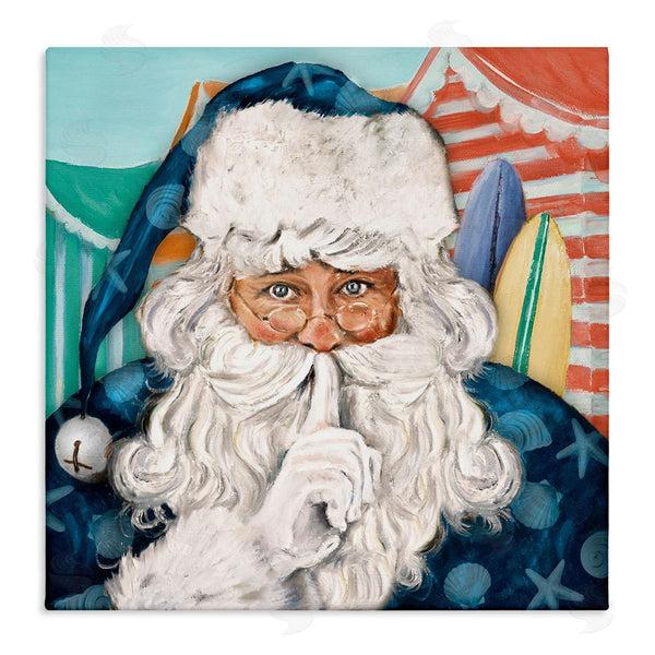 stupell industries Patricia Pinto | Nautical Santa Claus Quiet Hand Gesture Beach Tents Wall Art